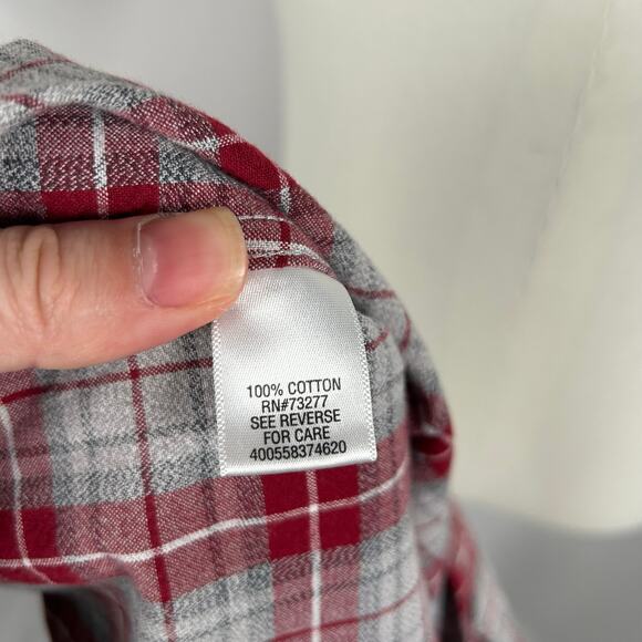 Sonoma Men Casual Gray Red Plaid Button Down Shirt Large Modern Fit Kohls - Picture 4 of 5